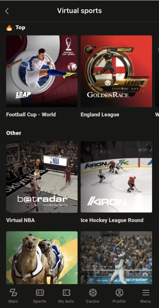 Virtual Sports at Parimatch App