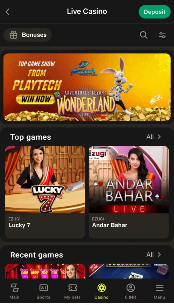 Live Casino games at Parimatch