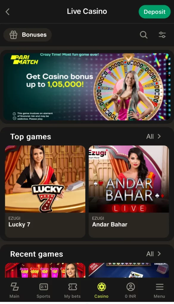 Bonuses at Parimatch India 