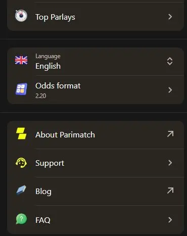 Parimatch app support