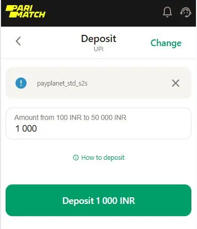 Parimatch app deposit