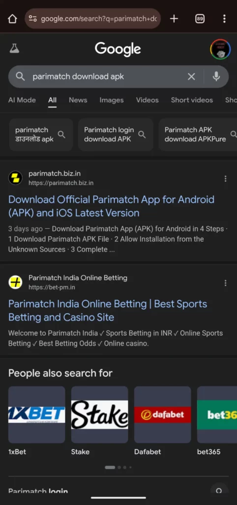 Parimatch APK Google Search